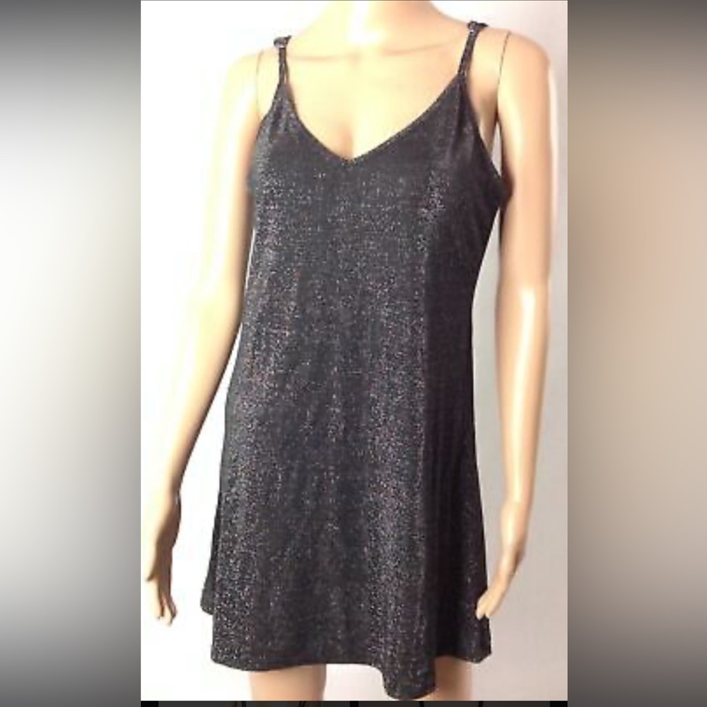 Bling Slip Mini Dress Sparkle Semi Sheer Rave 90s Fit Flare Glitter Melville
